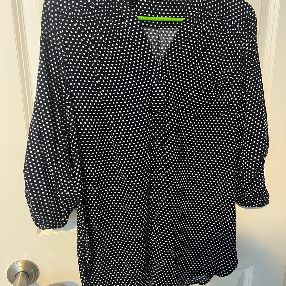 Market & Spruce Black and White Polka Dot Blouse